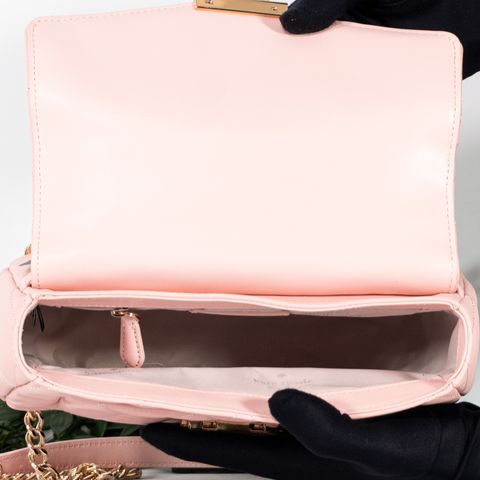 Carey Quilted Leather Medium Flap Shoulder Bag Conch Pink