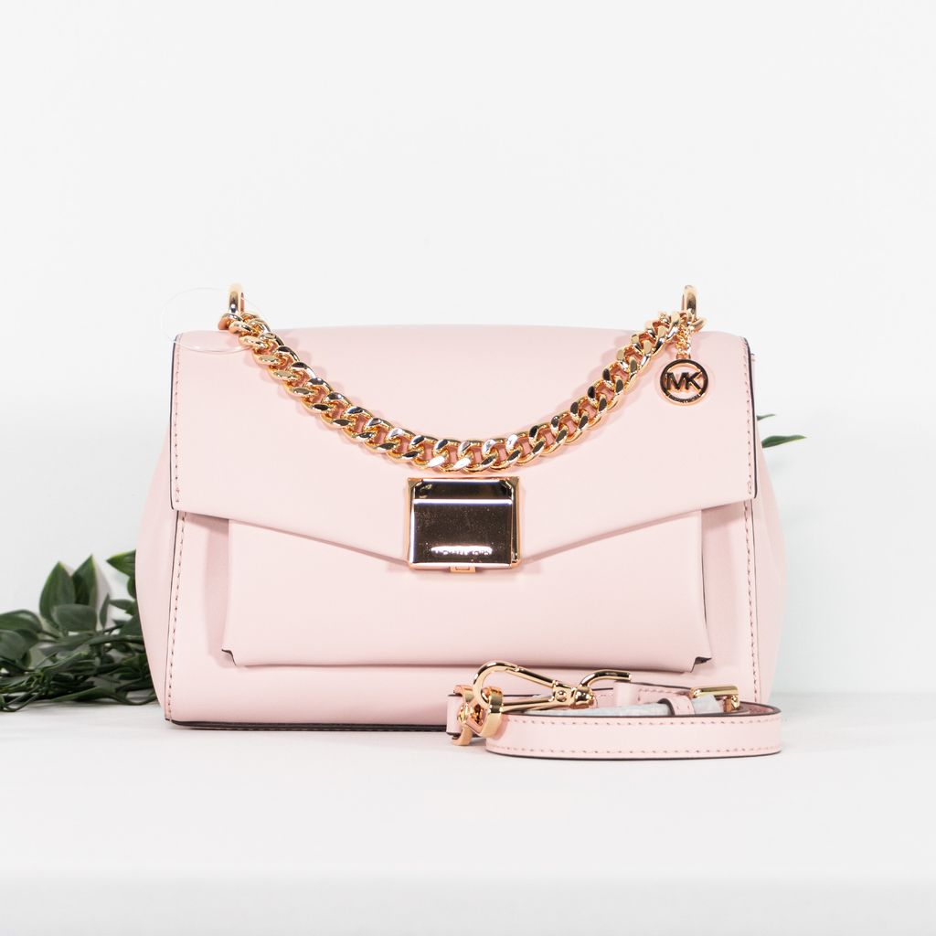 MICHAEL KORS Lita Medium Leather Crossbody Bag in Powder Blush 1