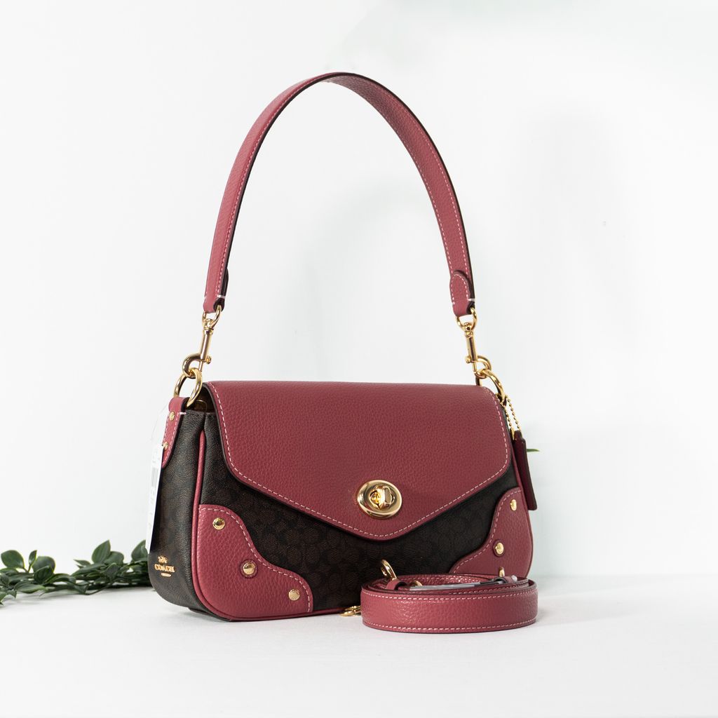 COACH Millie Shoulder Bag In Signature Canvas in BrownPink 2