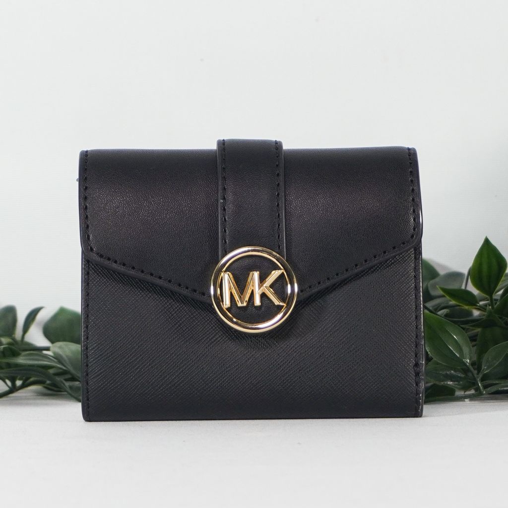 MICHAEL KORS Carmen Medium Faux Leather Wallet in Black  1