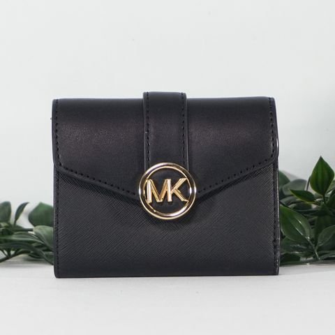 MICHAEL KORS Carmen Medium Faux Leather Wallet in Black  1