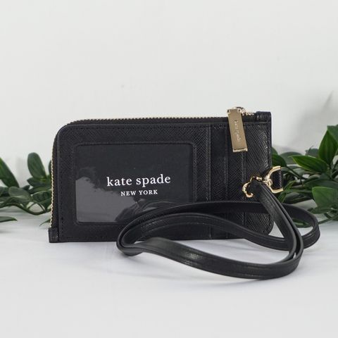 KATE SPADE Madison Saffiano Leather Card Case Lanyard in Black 1