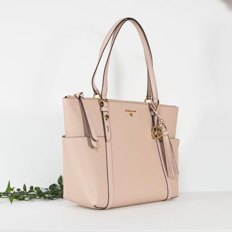 Michael Kors Beige Small Saffiano Leather Top Zip Tote Bag