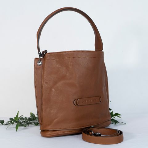 LONGCHAMP Leather 3D Bucket Crossbody Bag in Brown - Side