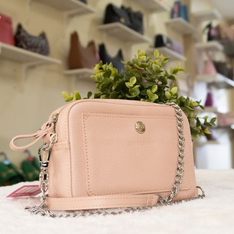 LONGCHAMP Le Foulonne Leather Crossbody in Pink - Side (2)