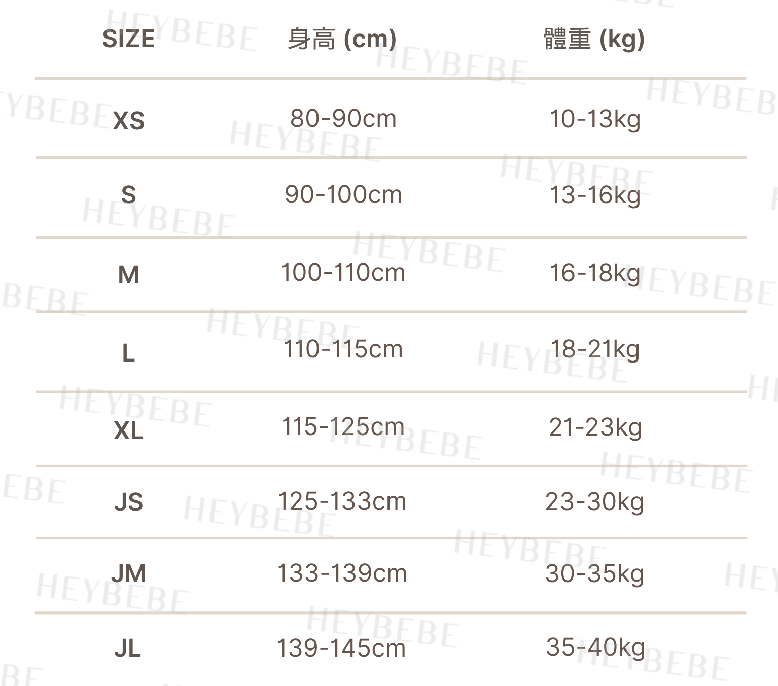 Beige and White Simple Clothing Size Chart Instagram Post