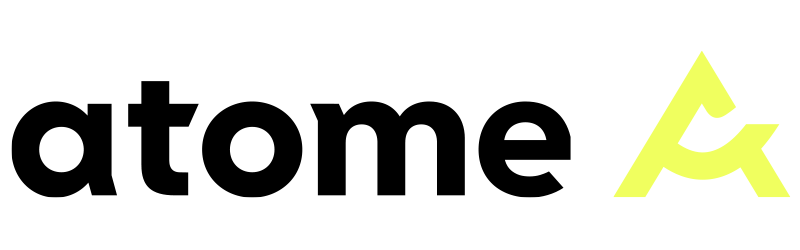 Atome Logo - Original black color & Yellow logo with Atome word copy