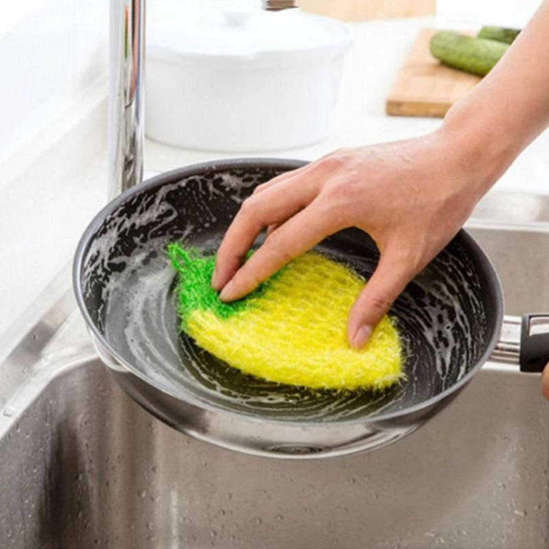 New Fruit Shaped Dish Scrubber Sponge Non-scratch Strawberry Home Kitchen  Tool Bowls Pan Washing Cleaning Cloth Scouring Tableware