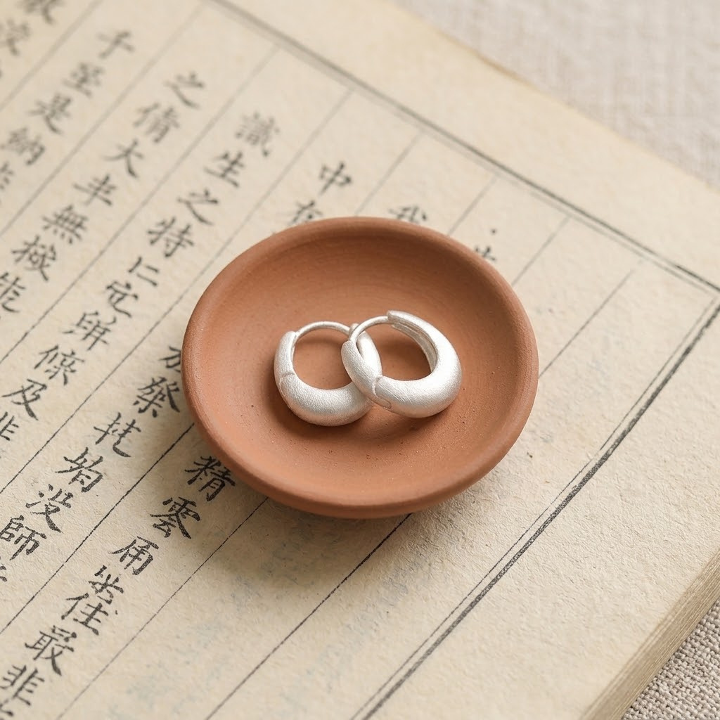 光之輪廓系列:磨砂小雞蛋耳圈實拍