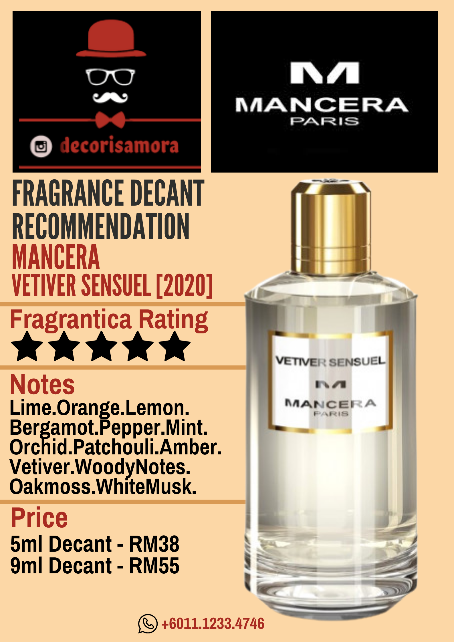 Mancera Vetiver Sensuel - Perfume Decant – Decoris Amora Perfume Decant