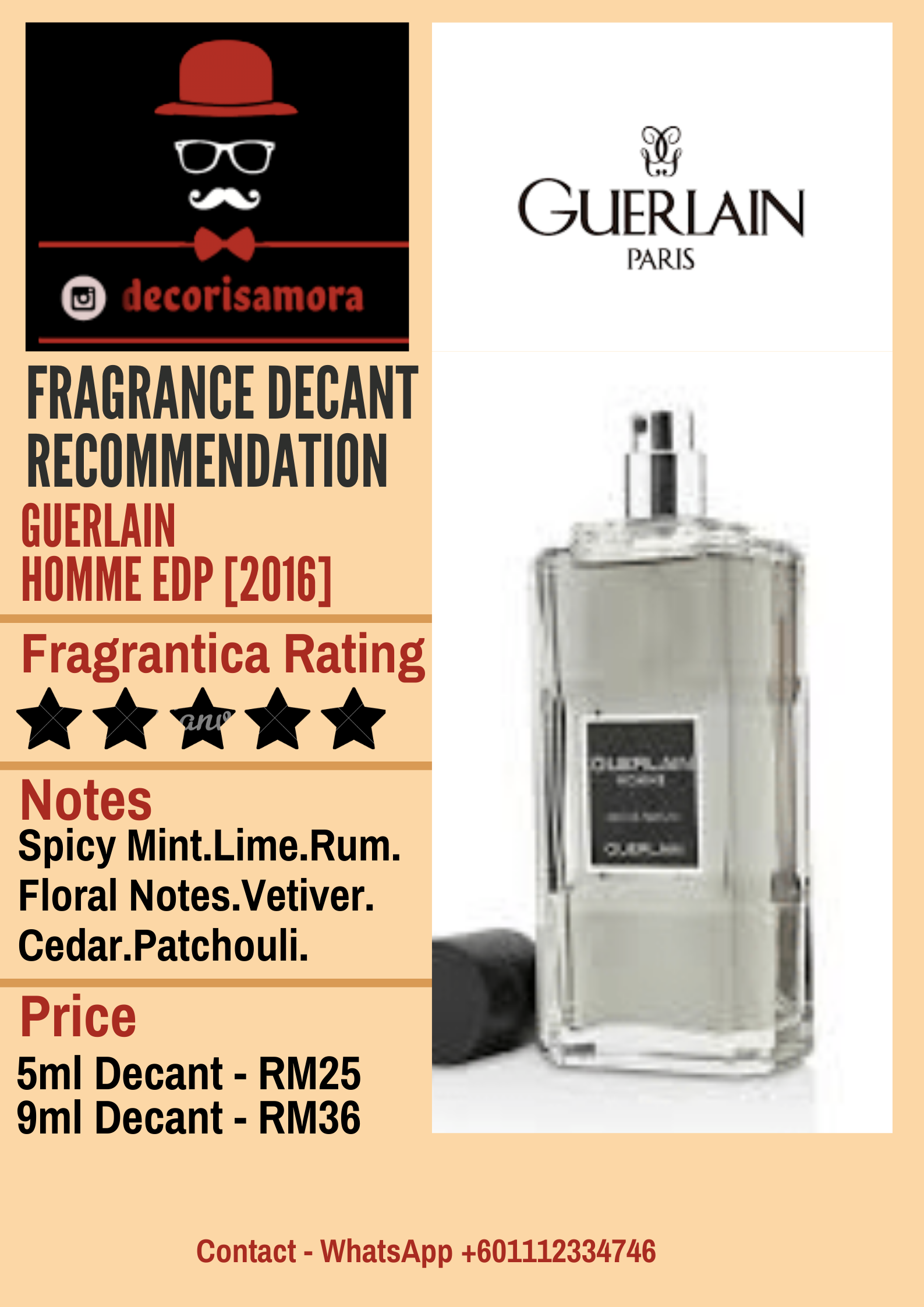 Guerlain Homme EDP - Perfume Decant – Decoris Amora Perfume Decant