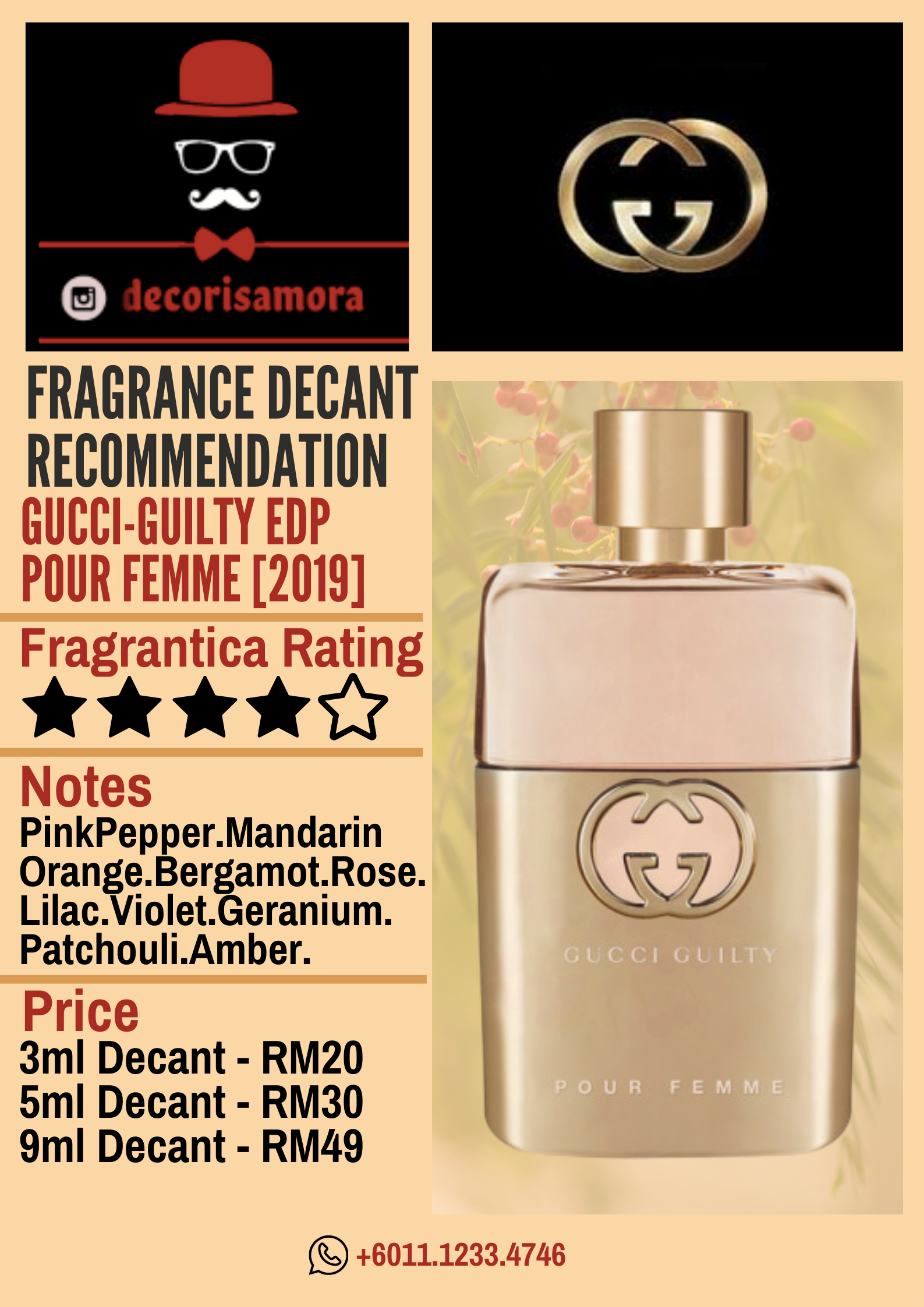 Gucci Guilty Pour Femme EDP - Perfume Decant – Decoris Amora Perfume Decant