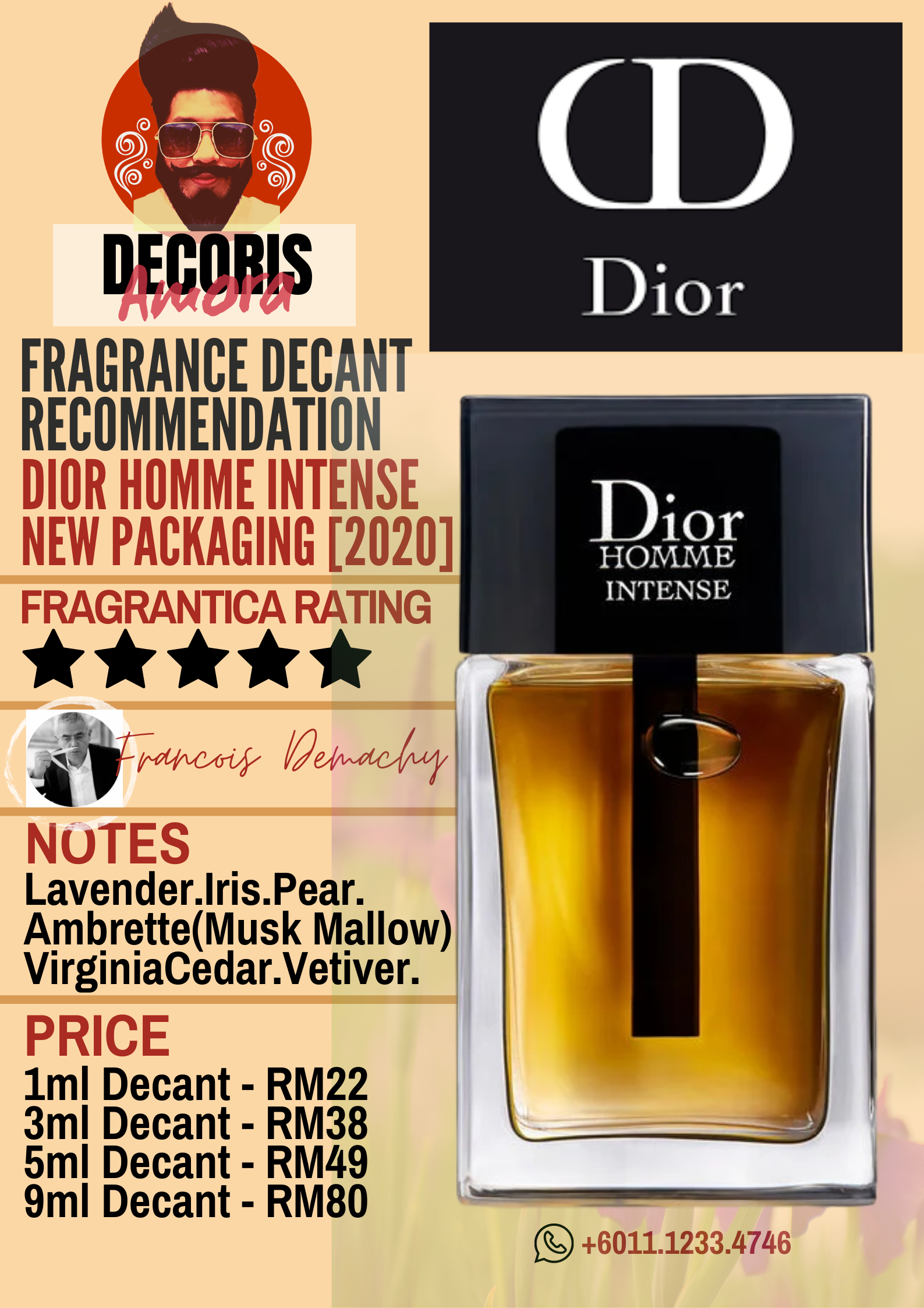 Dior Homme Intense 2011 (New Packaging 2020) - Perfume Decant – Decoris  Amora Perfume Decant
