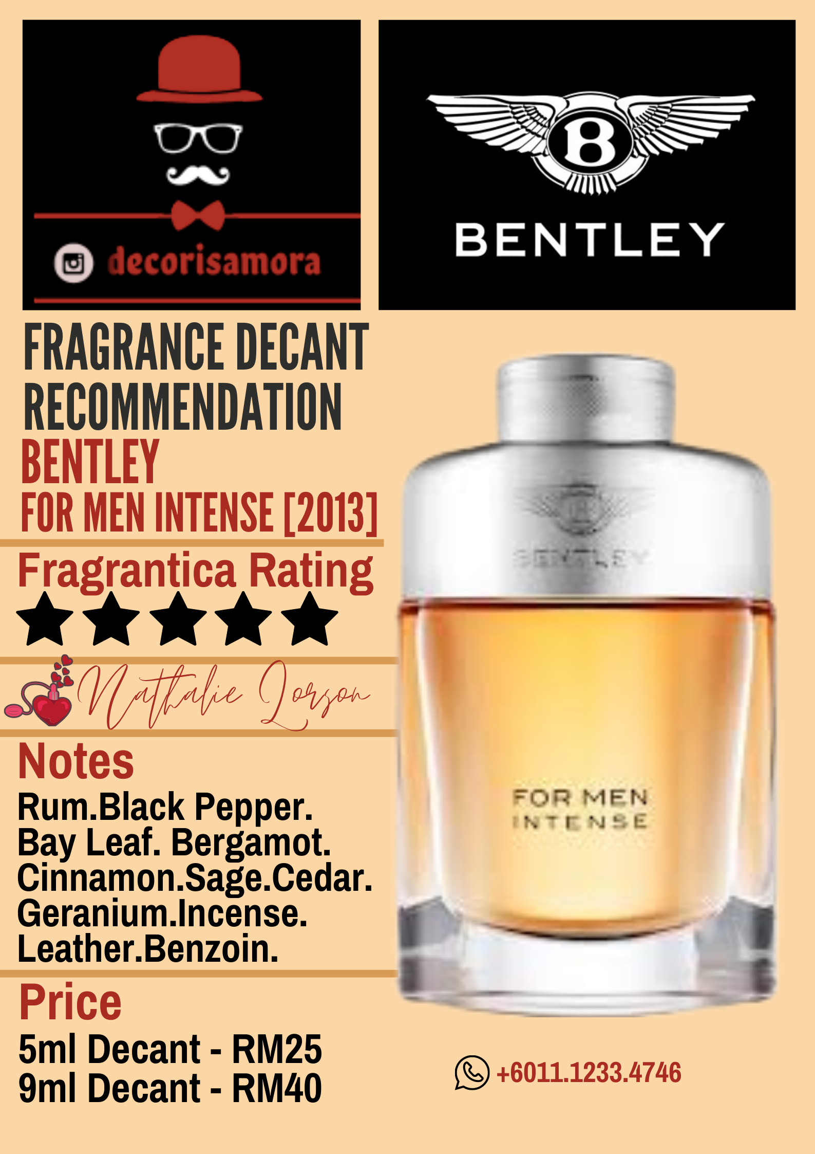 Bentley For Men Intense - Perfume Decant – Decoris Amora Perfume
