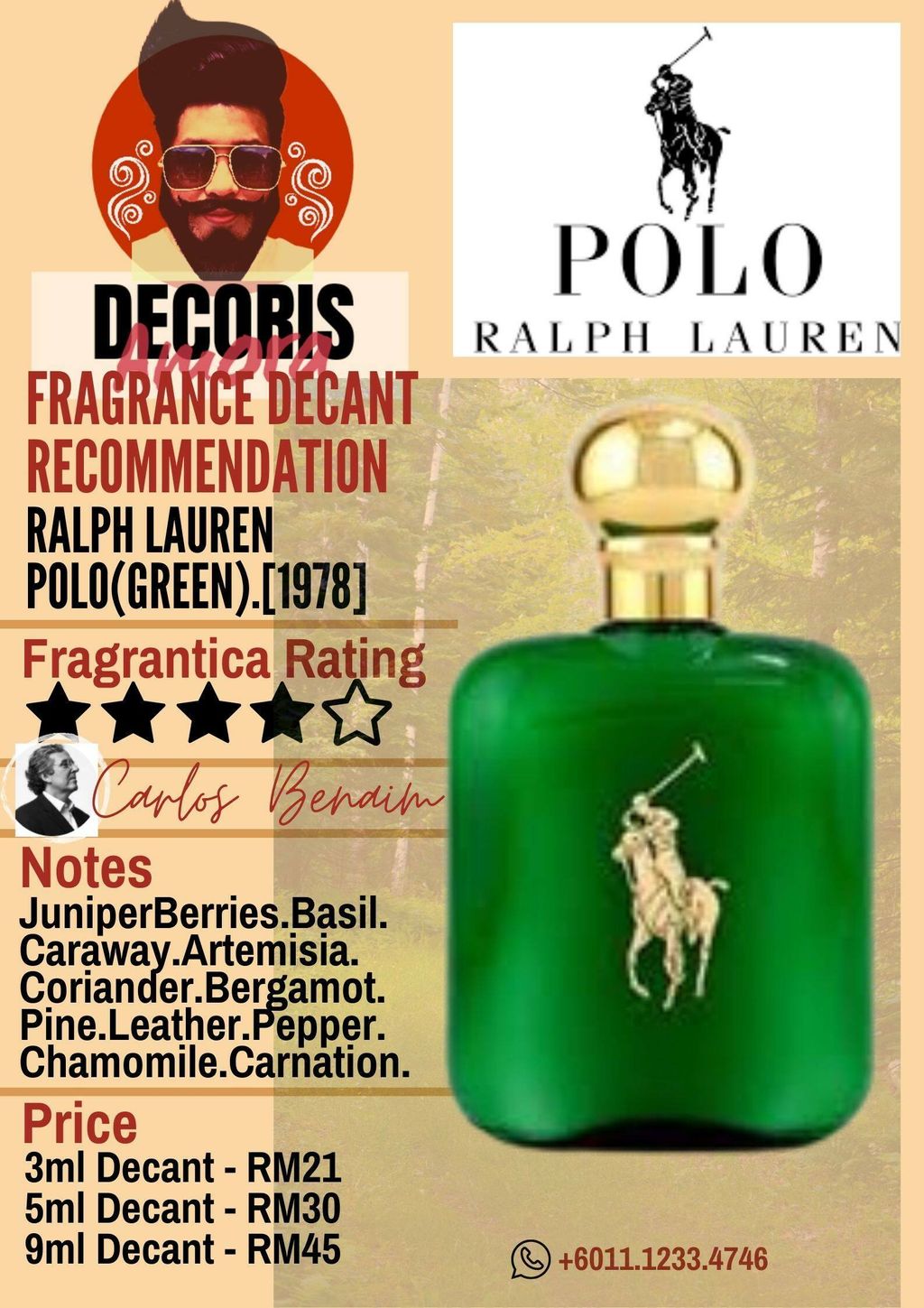 Ralph Lauren Polo Green - Perfume Decant – Decoris Amora Perfume