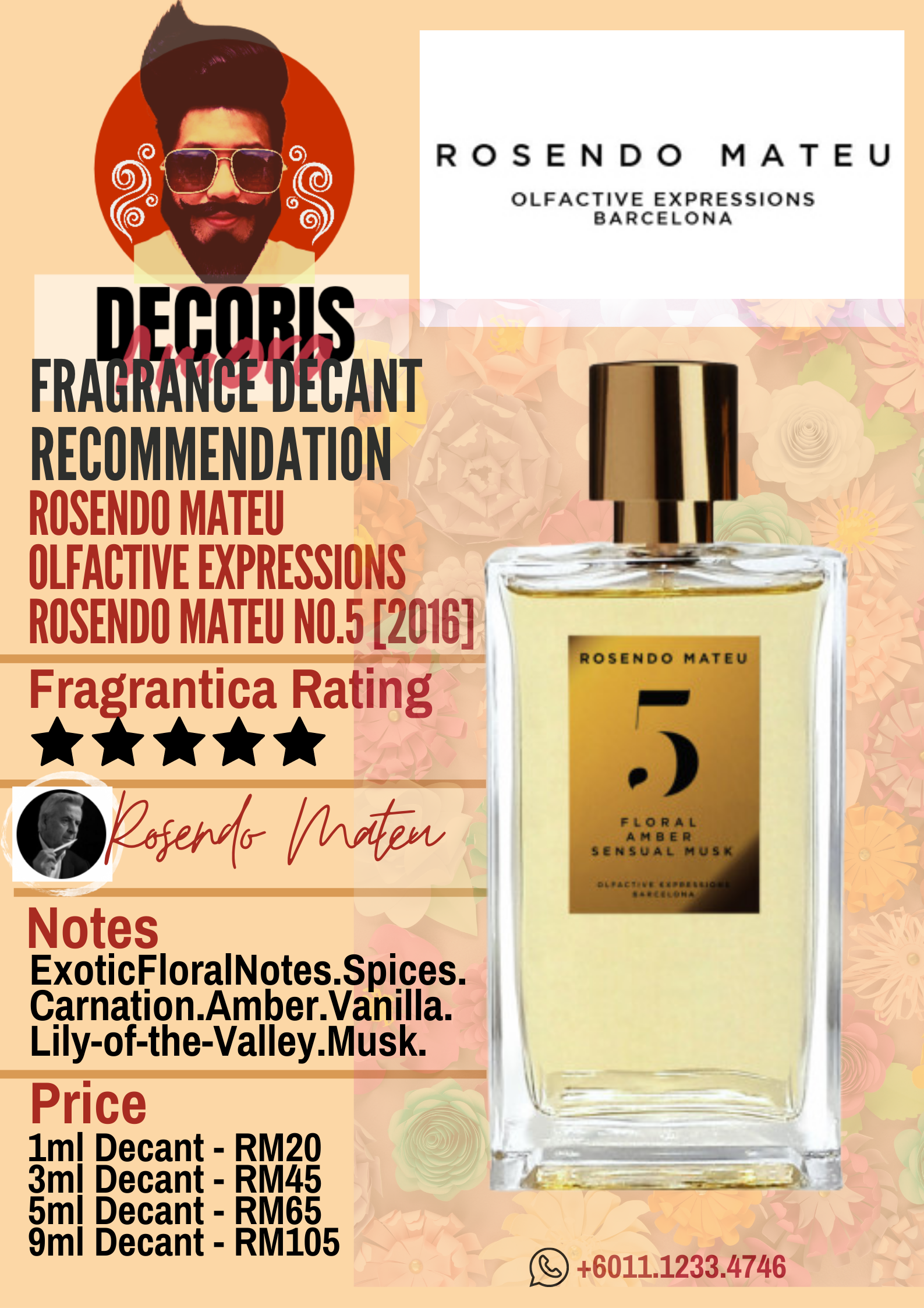 Rosendo Mateu Nº 5 - Perfume Decant – Decoris Amora Perfume Decant
