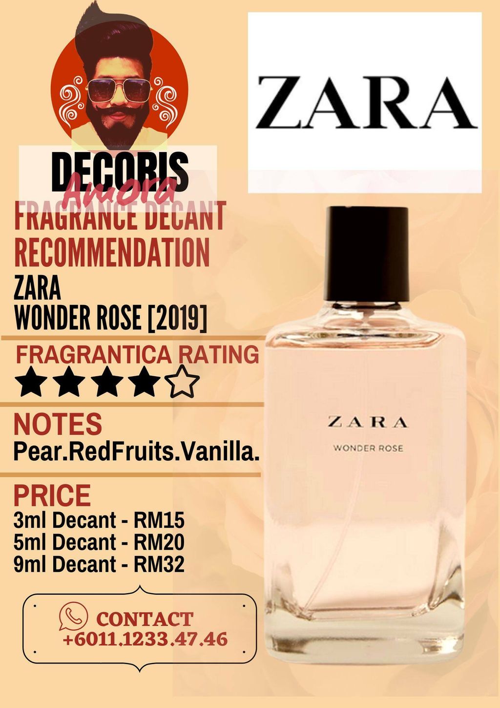 Zara Wonder Rose (2019) - Perfume Decant – Decoris Amora Perfume Decant