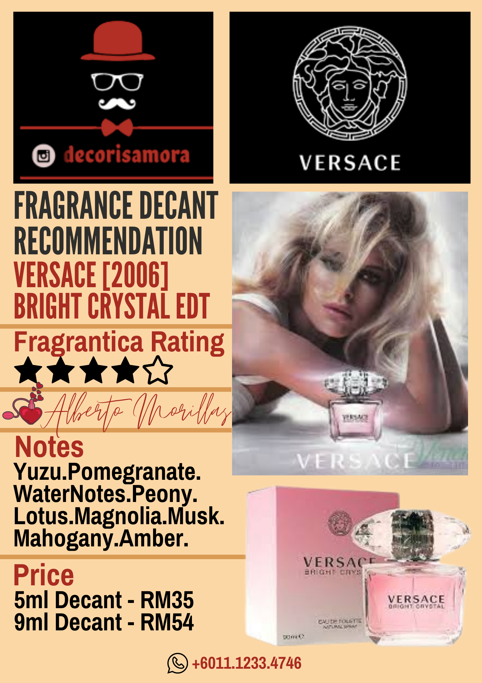 Versace Bright Crystal - Perfume Decant – Decoris Amora Perfume Decant