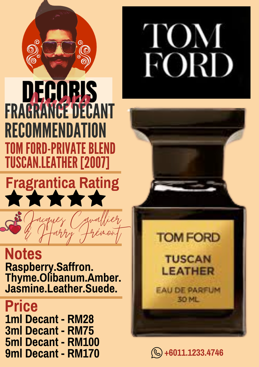 Tom Ford Tuscan Leather - Perfume Decant – Decoris Amora Perfume Decant