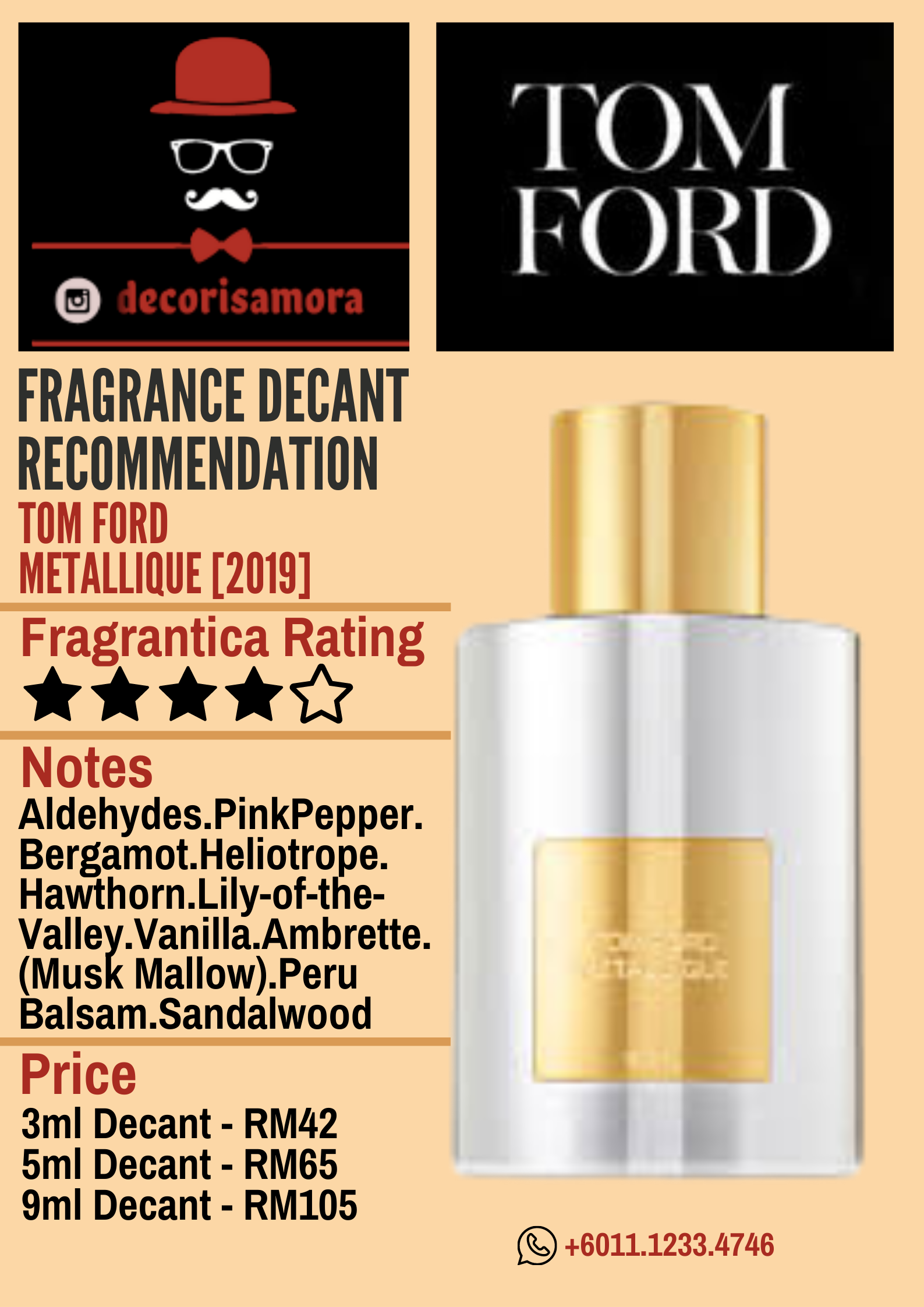 Tom Ford Metallique - Perfume Decant – Decoris Amora Perfume Decant