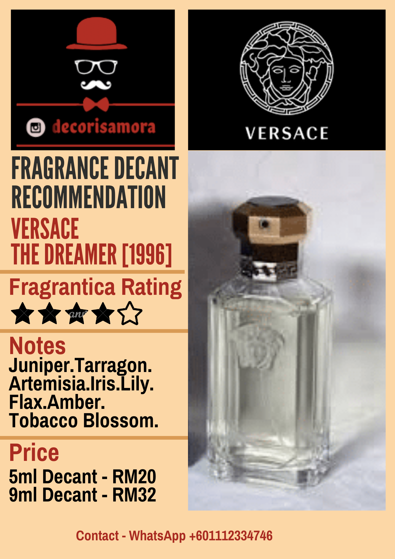 Versace The Dreamer - Perfume Decant – Decoris Amora Perfume Decant