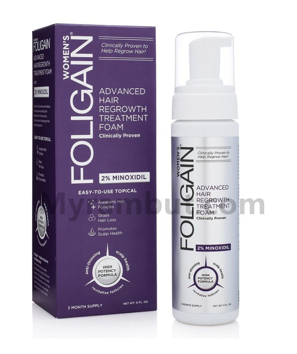 FOLIGAIN MINOXIDIL 2% HAIR REGROWTH TOPICAL FOAM For Women (177ml) 3 Month  Supply – Your Hair Growth Solution