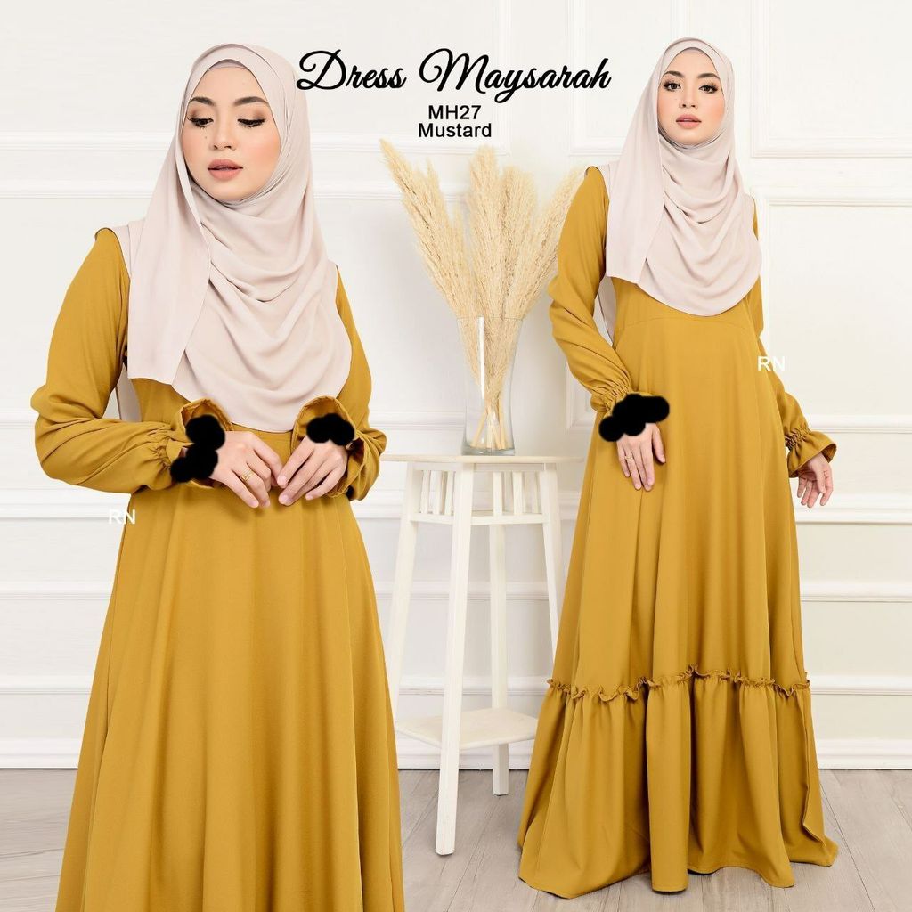 MH27 Mustard Maysarah 2.0 butik bella muslim boutique baju kurung moden muslimah jubah dress nursing blouse kebaya kebarung