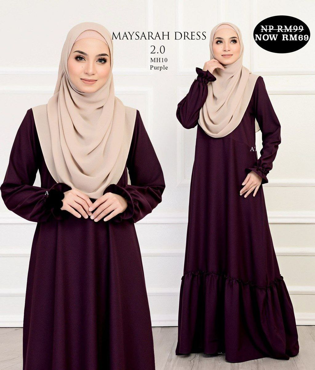 MH10 Purple Maysarah 2.0 butik bella muslim boutique baju kurung moden muslimah jubah dress nursing blouse kebaya kebarung