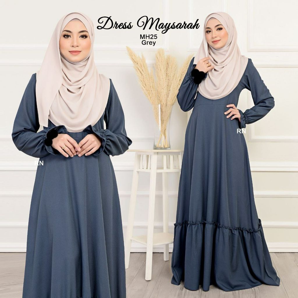 MH25 grey Maysarah 2.0 butik bella muslim boutique baju kurung moden muslimah jubah dress nursing blouse kebaya kebarung