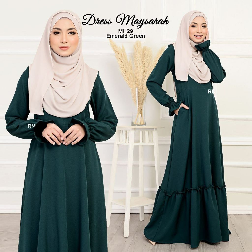 MH29 Emerald Green Maysarah 2.0 butik bella muslim boutique baju kurung moden muslimah jubah dress nursing blouse kebaya kebarung