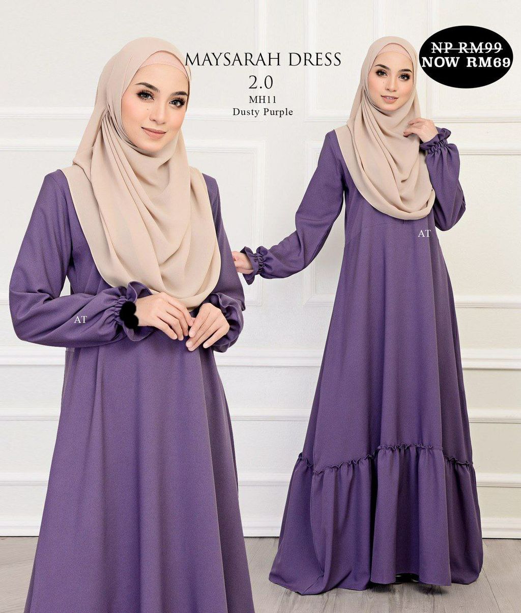 MH11 Dusty Purple Maysarah 2.0 butik bella muslim boutique baju kurung moden muslimah jubah dress nursing blouse kebaya kebarung