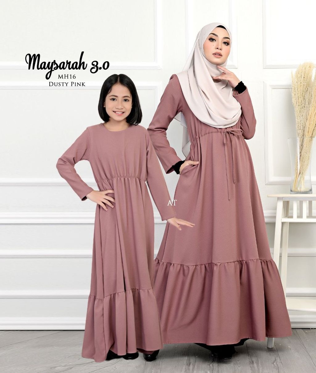 MH16 Dusty Pink Maysarah 3.0 butik bella muslim boutique baju kurung moden muslimah jubah dress nursing blouse kebaya kebarung