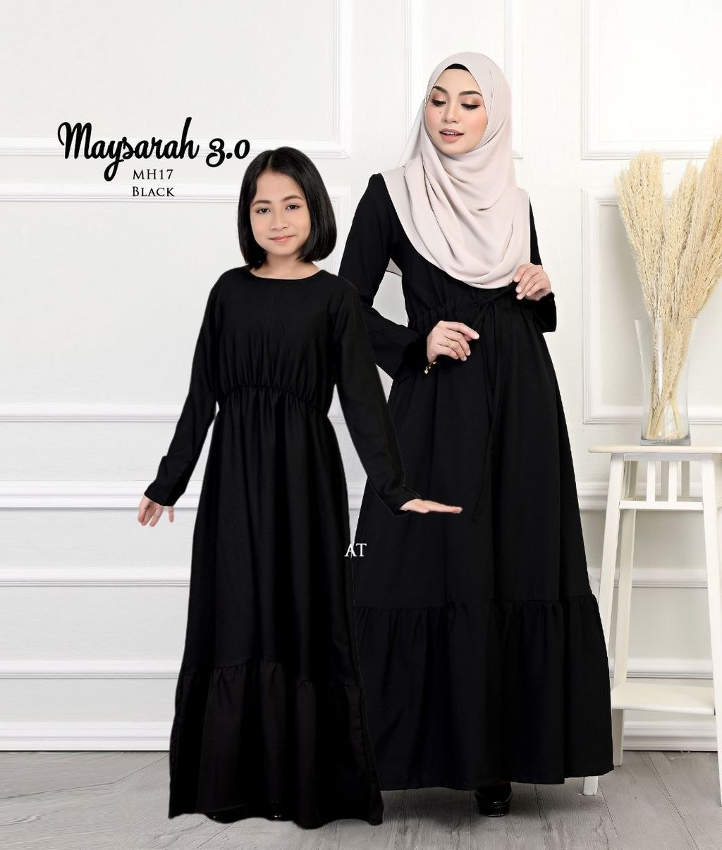 MH17 Black Maysarah 3.0 butik bella muslim boutique baju kurung moden muslimah jubah dress nursing blouse kebaya kebarung