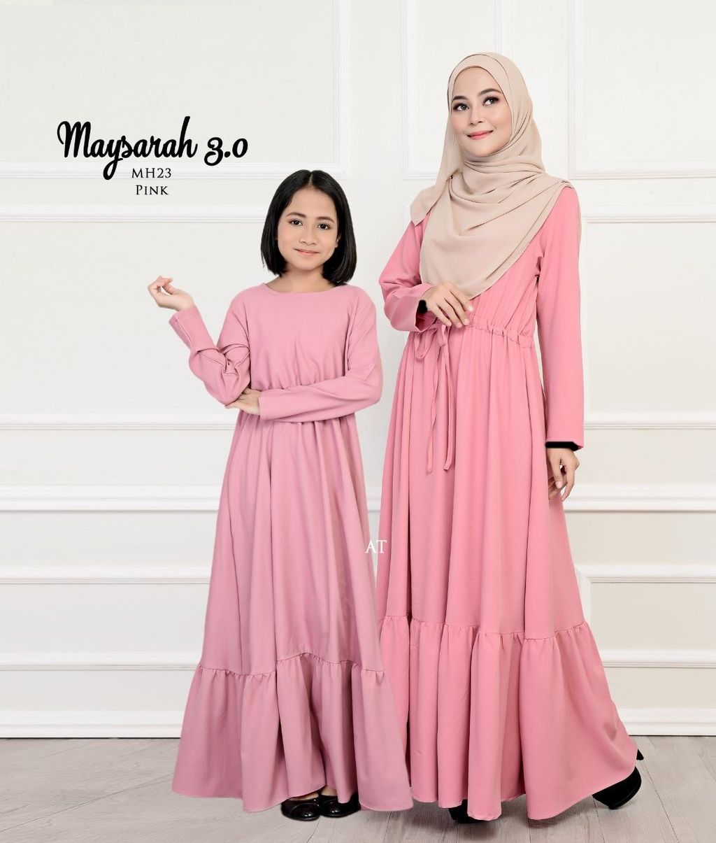 MH23 Pink Maysarah 3.0 butik bella muslim boutique baju kurung moden muslimah jubah dress nursing blouse kebaya kebarung