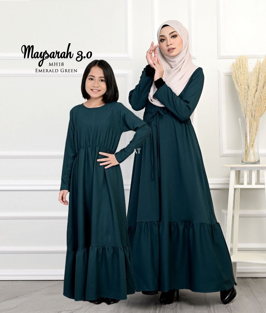 MH18 Emerald Green Maysarah 3.0 butik bella muslim boutique baju kurung moden muslimah jubah dress nursing blouse kebaya kebarung