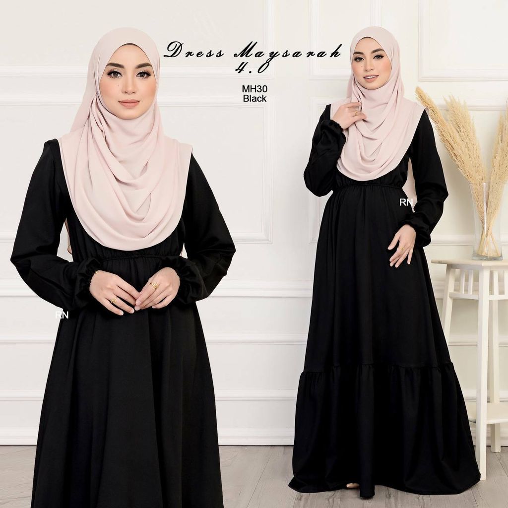 MH30 Black Maysarah 4.0 butik bella muslim boutique baju kurung moden muslimah jubah dress nursing blouse kebaya kebarung