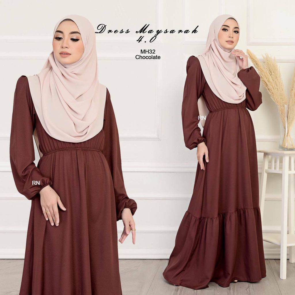 MH32 Chocolate Maysarah 4.0 butik bella muslim boutique baju kurung moden muslimah jubah dress nursing blouse kebaya kebarung