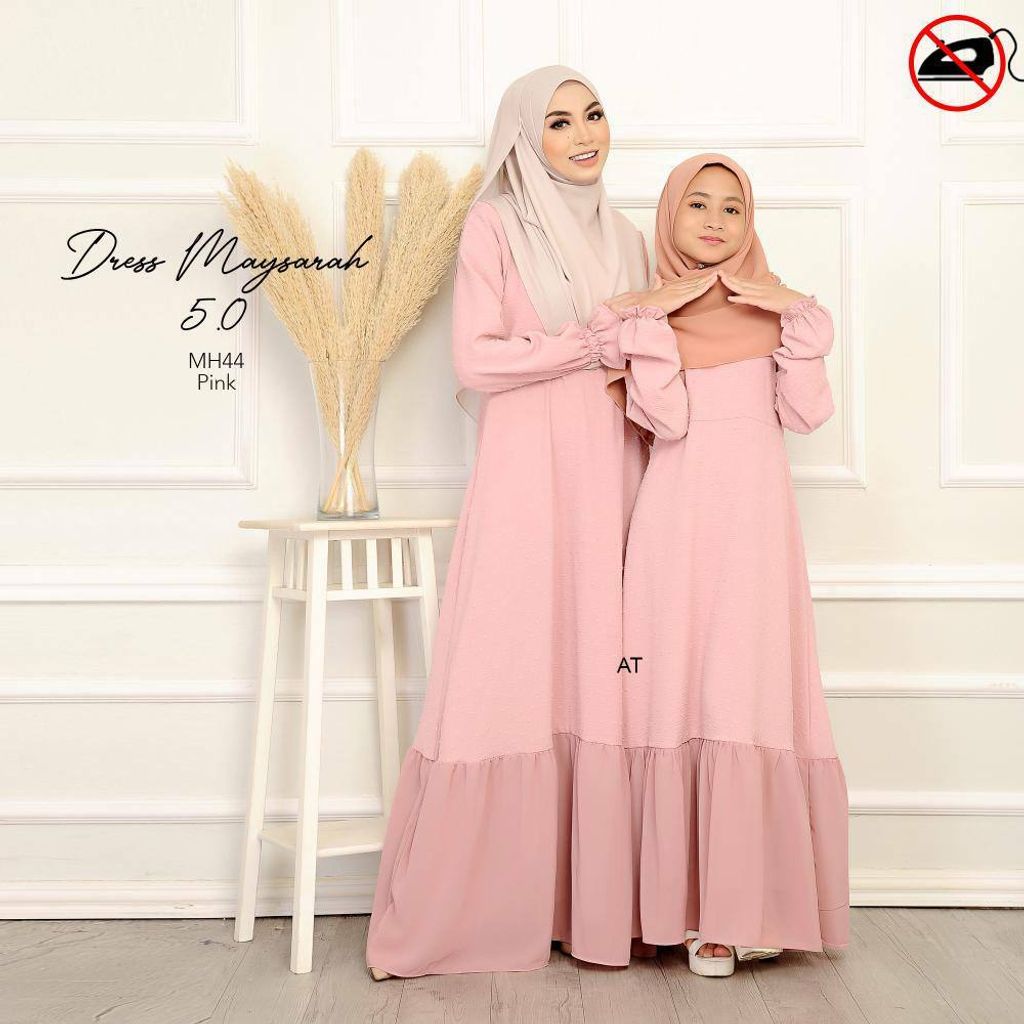 MH44 Pink Maysarah 5.0 butik bella muslim boutique baju kurung moden muslimah jubah dress nursing blouse kebaya kebarung