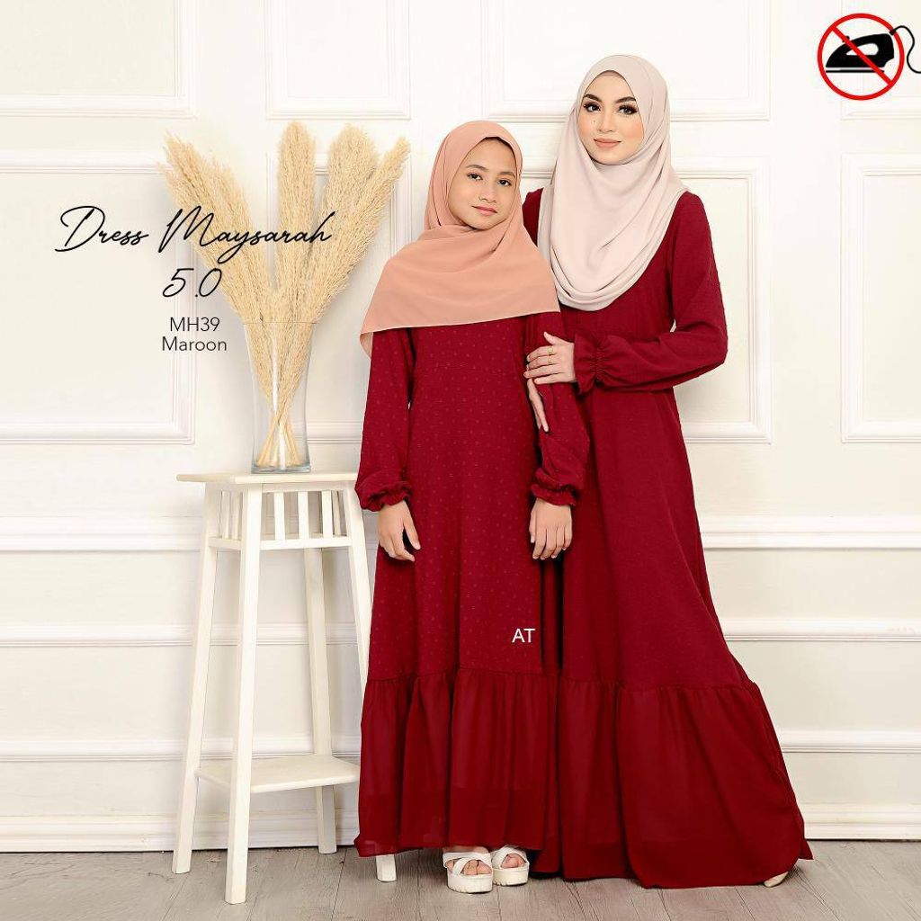 MH39 Maroon Maysarah 5.0 butik bella muslim boutique baju kurung moden muslimah jubah dress nursing blouse kebaya kebarung