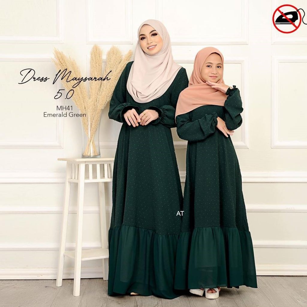 MH41 Emerald Green Maysarah 5.0 butik bella muslim boutique baju kurung moden muslimah jubah dress nursing blouse kebaya kebarung