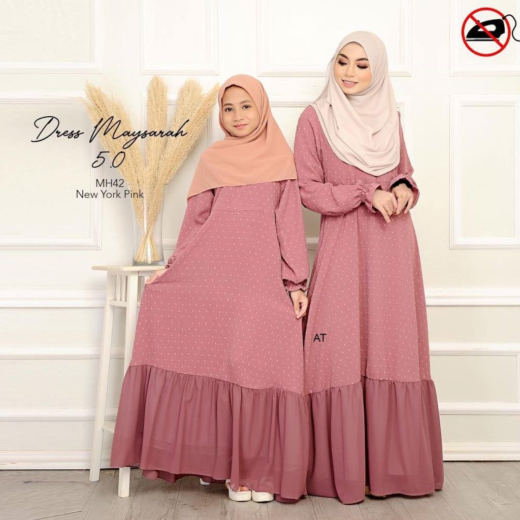 MH42 New York Pink Maysarah 5.0 butik bella muslim boutique baju kurung moden muslimah jubah dress nursing blouse kebaya kebarung