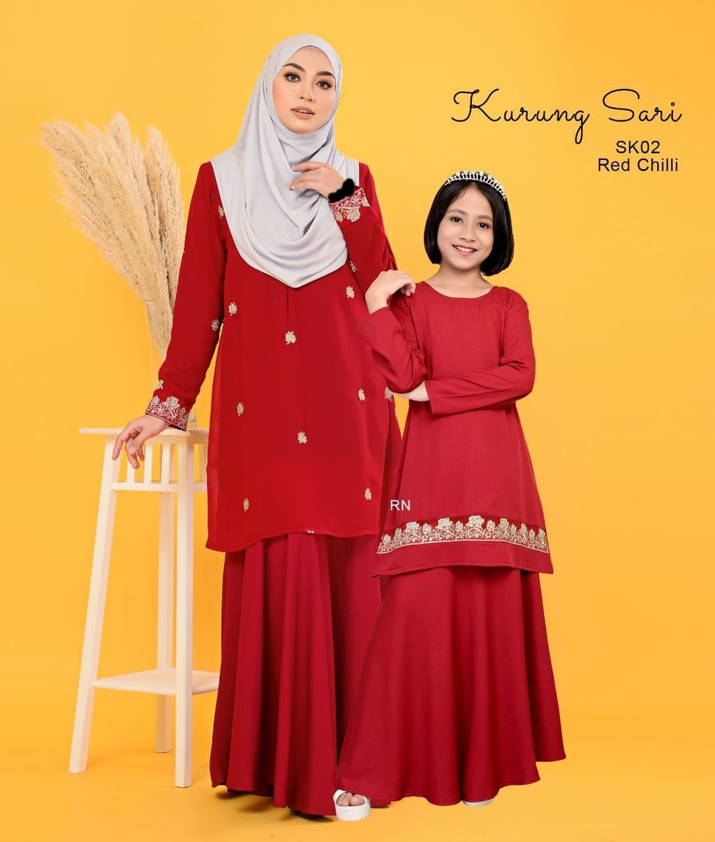 SK02 Red Chilli Kurung Sari butik bella muslim boutique baju kurung moden muslimah jubah dress nursing blouse kebaya kebarung