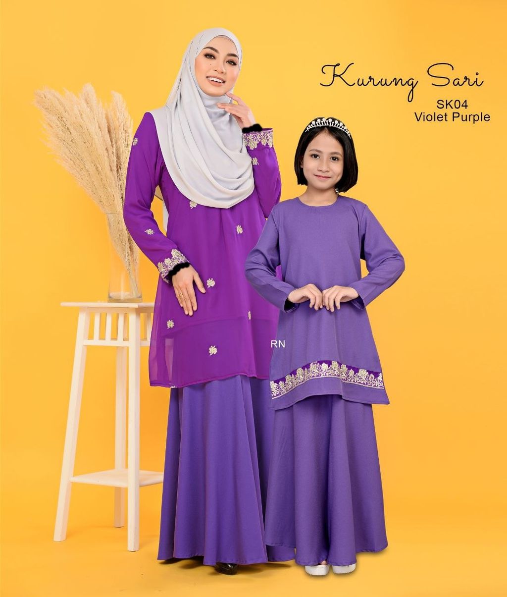 SK04 Violet Purple Kurung Sari butik bella muslim boutique baju kurung moden muslimah jubah dress nursing blouse kebaya kebarung