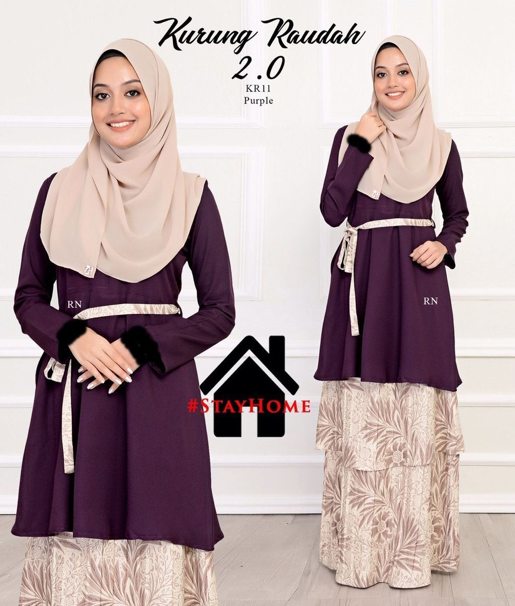 KR11 Purple Kurung Raudhah butik bella muslim boutique baju kurung moden muslimah jubah dress nursing blouse kebaya kebarung
