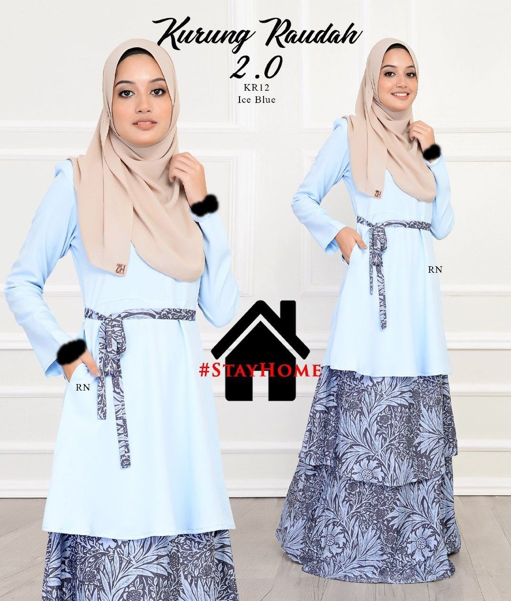 KR12 Ice Blue Kurung Raudhah butik bella muslim boutique baju kurung moden muslimah jubah dress nursing blouse kebaya kebarung
