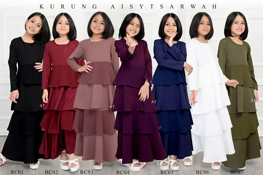 All Kids BC01-07 Kurung Aisy butik bella muslim boutique baju kurung moden muslimah jubah dress nursing blouse kebaya kebarung
