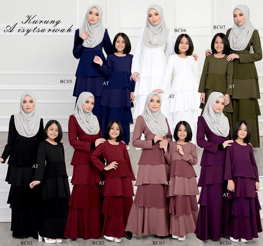 All BC01-07 Kurung Aisy butik bella muslim boutique baju kurung moden muslimah jubah dress nursing blouse kebaya kebarung