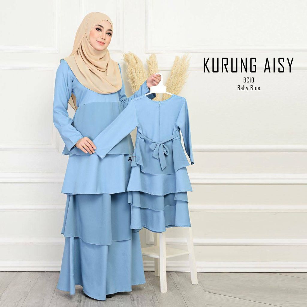 BC10 Baby Blue Kurung Aisy butik bella muslim boutique baju kurung moden muslimah jubah dress nursing blouse kebaya kebarung