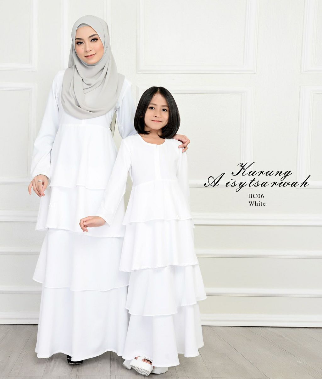 BC06 White Kurung Aisy butik bella muslim boutique baju kurung moden muslimah jubah dress nursing blouse kebaya kebarung