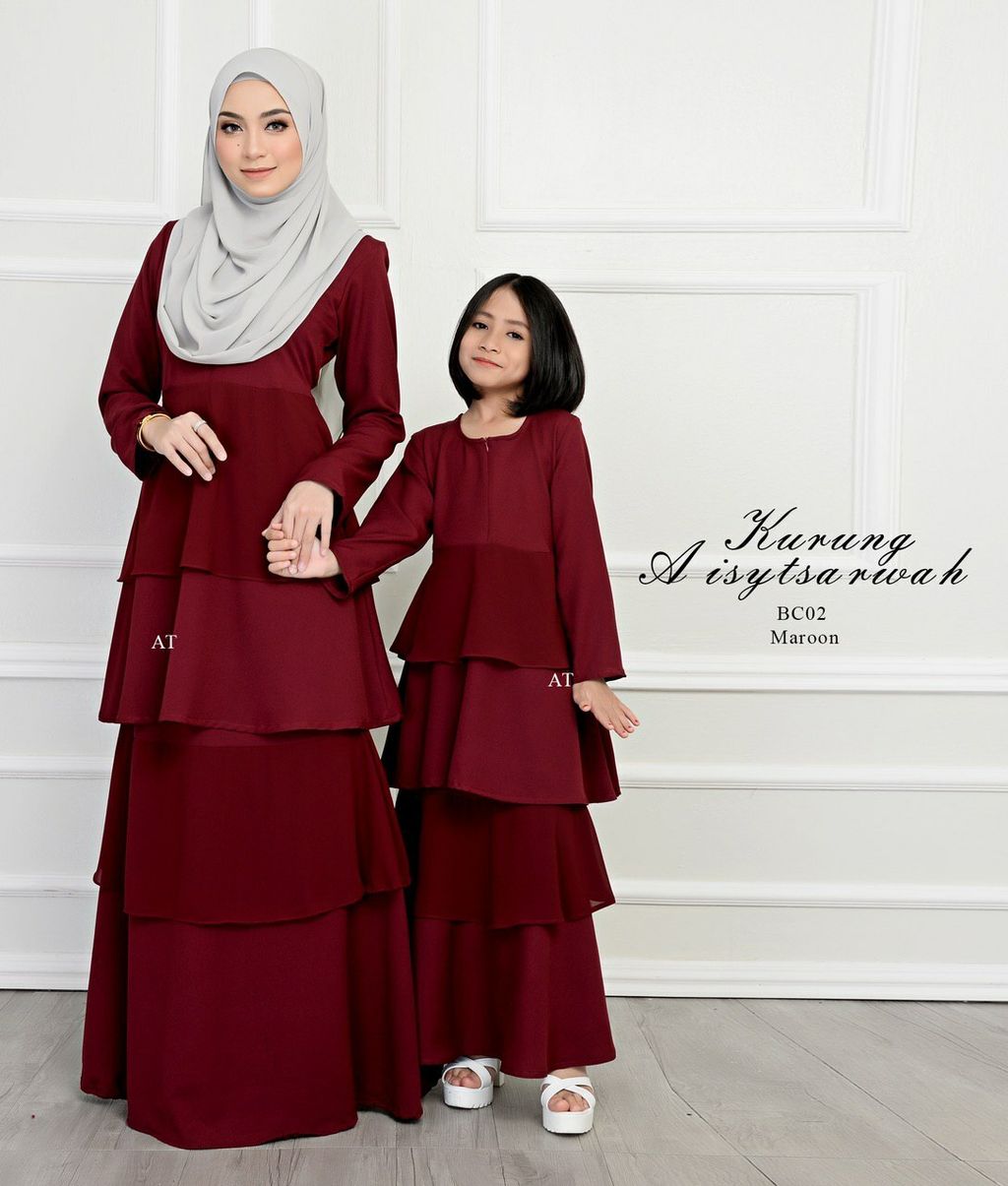 BC02 Maroon Kurung Aisy butik bella muslim boutique baju kurung moden muslimah jubah dress nursing blouse kebaya kebarung